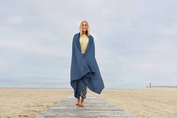 MV Sport Lightweight Sweatshirt Blanket Throw – Warm & Cozy, Breathable Oversized Fleece Knit, Couch, Bed, Travel, Cold Nights, and Outdoors – Soft Light Weight Blanket 54" x 84" Royal Heather