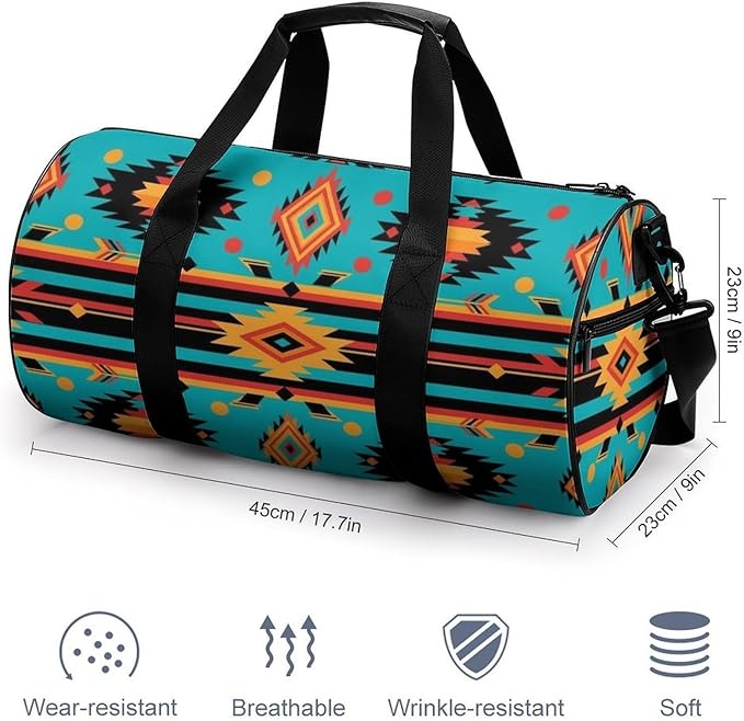 Travel Duffle Bag Southwest Native Indian American Aztec Print(002) Carry On Weekender Bags Foldable Overnight Bag Workout Lightweight Bags