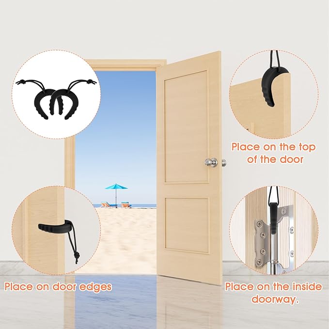 4 PCS First Responder Door Stop, Door Jam for Law Enforcement Door Pinch Guard from Closing Edge Door Finger Guards Security Emergency Police Door Stoppers Emergency Medical Services(Black)