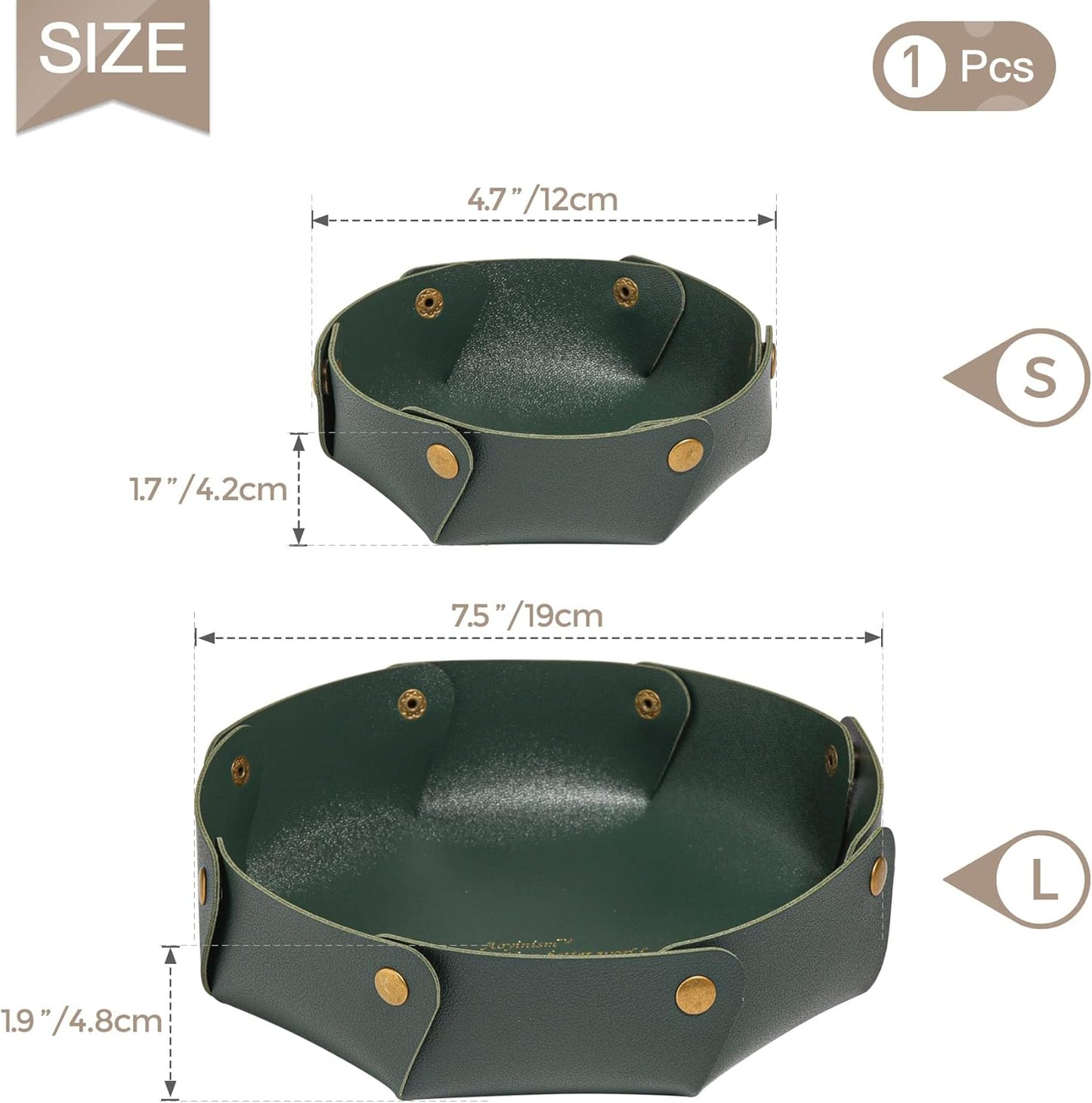 Leather Valet Trays,Premium Catchall Trays,Jewelry Trays, Folding Travel Organizer,Decorative Desk Organizer for RPG Game Players, Office/Home Organization Baskets(2PCS) (Green)