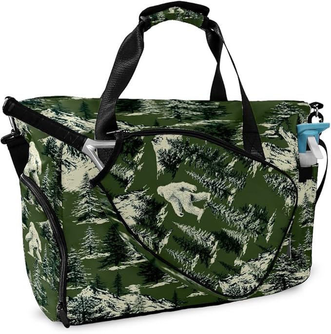 Mysterious Yeti Green Gym Bag for Women & Tennis Bag, Large Sports Duffel Bag Waterproof with Ventilated Shoe Compartment & Front Racket Sleeve, Lightweight Travel Weekender Overnight Bag