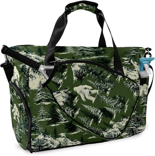 Mysterious Yeti Green Gym Bag for Women & Tennis Bag, Large Sports Duffel Bag Waterproof with Ventilated Shoe Compartment & Front Racket Sleeve, Lightweight Travel Weekender Overnight Bag