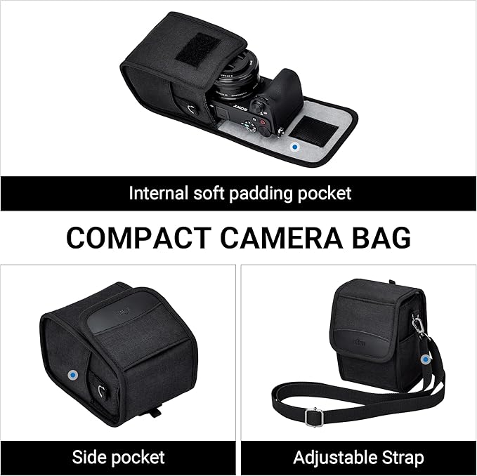 KIWIFOTOS Travel Camera Bag with Strap Camera Carrying Case for Fuji X-E5 X100VI X100V X100F GFX100RF Sony RX1R III A6700 A6600 A6100 CANON G1X Mark III Compact Camera