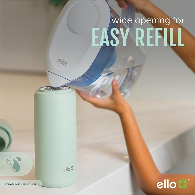 Ello Cooper 22oz Stainless Steel Water Bottle Vacuum Insulated with Straw and Carry Handle, Leak Proof Locking Lid with Soft Silicone Spout, Dishwasher Safe, Butter Yellow