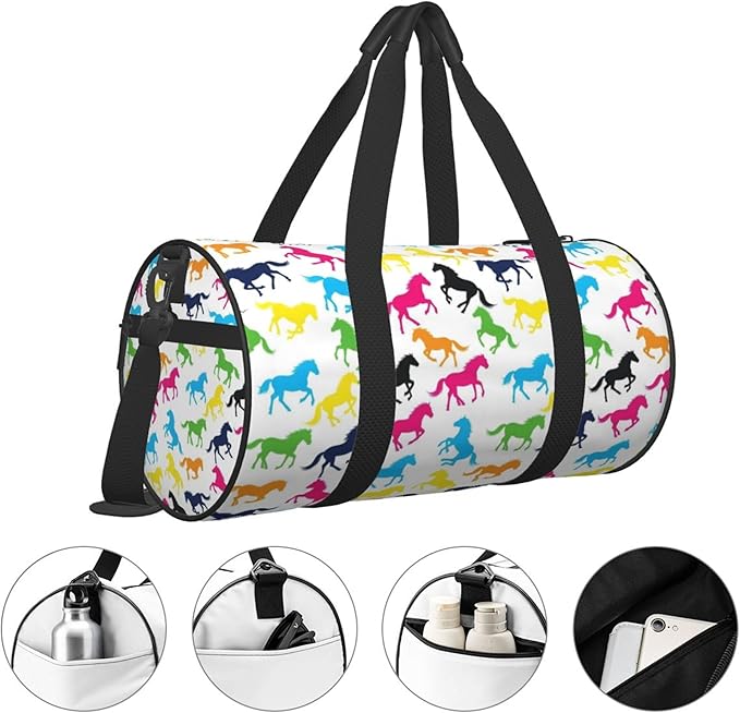 Gym Bag for Women & Men Colorful Horse, Lightweight Duffel Bag Carry On Bags Travel Bag Waterproof for Workout Sport Travel