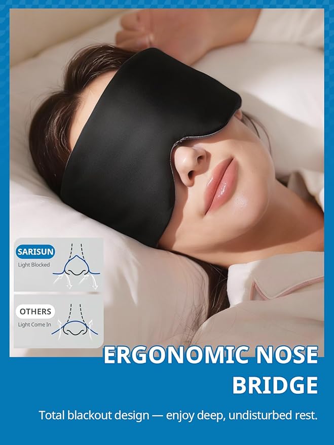 Sleep Mask,Eye Masks for Sleeping,Dual-Side Blackout Eye Covers for Side Sleeper,Soundless Velcro, Adjustable Band,Pressure-Free,Wrapped Around,for Women/Men/Nap/Travel/Yoga-Dark Purple