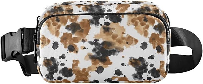 Brown Black Cow Print Fanny Pack for Women Men Water Resistant Fashion Waist Packs with Adjustable Strap Belt Bag for Travel Workout Jogging Hiking 21219299