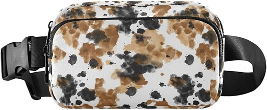 Brown Black Cow Print Fanny Pack for Women Men Water Resistant Fashion Waist Packs with Adjustable Strap Belt Bag for Travel Workout Jogging Hiking 21219299