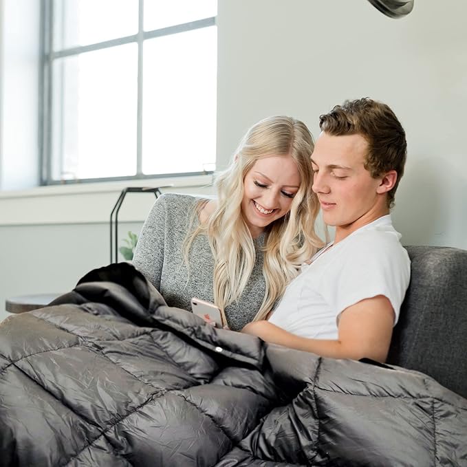 KingCamp Puffy Blankets for Cold Weather Camping, Warm Down Alternative Outdoors Indoors Quilt, Lightweight Compact Packable Windproof Blanket for Stadium, Airplane, Travel, Picnics, Backpacking