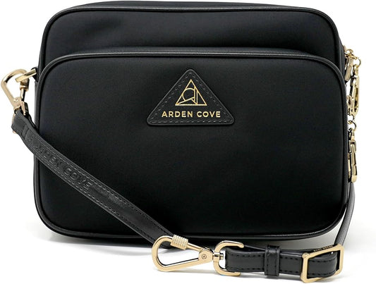 Womens Anti-Theft Water-Proof Travel Crossbody Bag with Slash-Resistant Faux Leather & Locking Clasps Strap