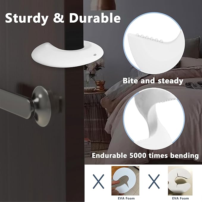 Door Pinch Guard and Door Slam Stopper, Durable Silicone Door Finger Pinch Guard, Prevents Slamming on Even Heavy Doors, Non-Toxic & Pet Friendly, White,4 Packs