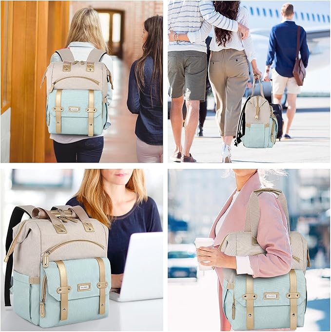 Laptop Backpack for Women,17 inch Computer Backpack for Work School Nurse Teacher Business College with Laptop Compartment,USB Charging Port, Water-resistant Large Wide Open Travel Backpack Bookbag