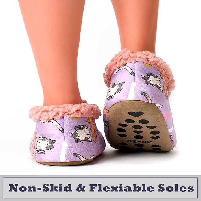 Cozylook Fuzzy Slippers for Women Indoor, Warm Bedroom Slip On Shoes, Winter Fluffy House Socks with Grippers, Cozy Christmas Gifts Unique