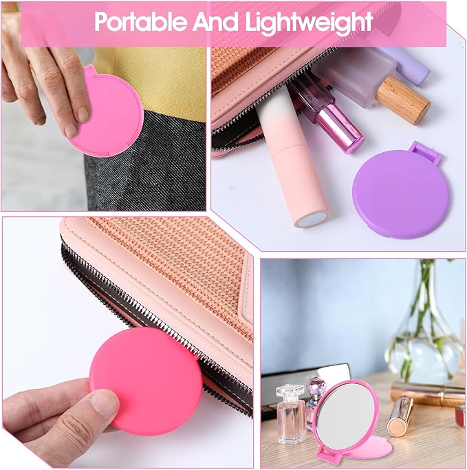 12 Pcs Mini Folding Mirror 2.4 in Pocket Travel Mirror Portable Round Compact Mirrors Vintage Small Makeup Mirrors for Purse Daily Use Party Favors Women Gifts