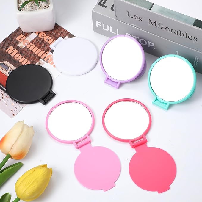 12 Pcs Mini Folding Mirror 2.4 in Pocket Travel Mirror Portable Round Compact Mirrors Vintage Small Makeup Mirrors for Purse Daily Use Party Favors Women Gifts