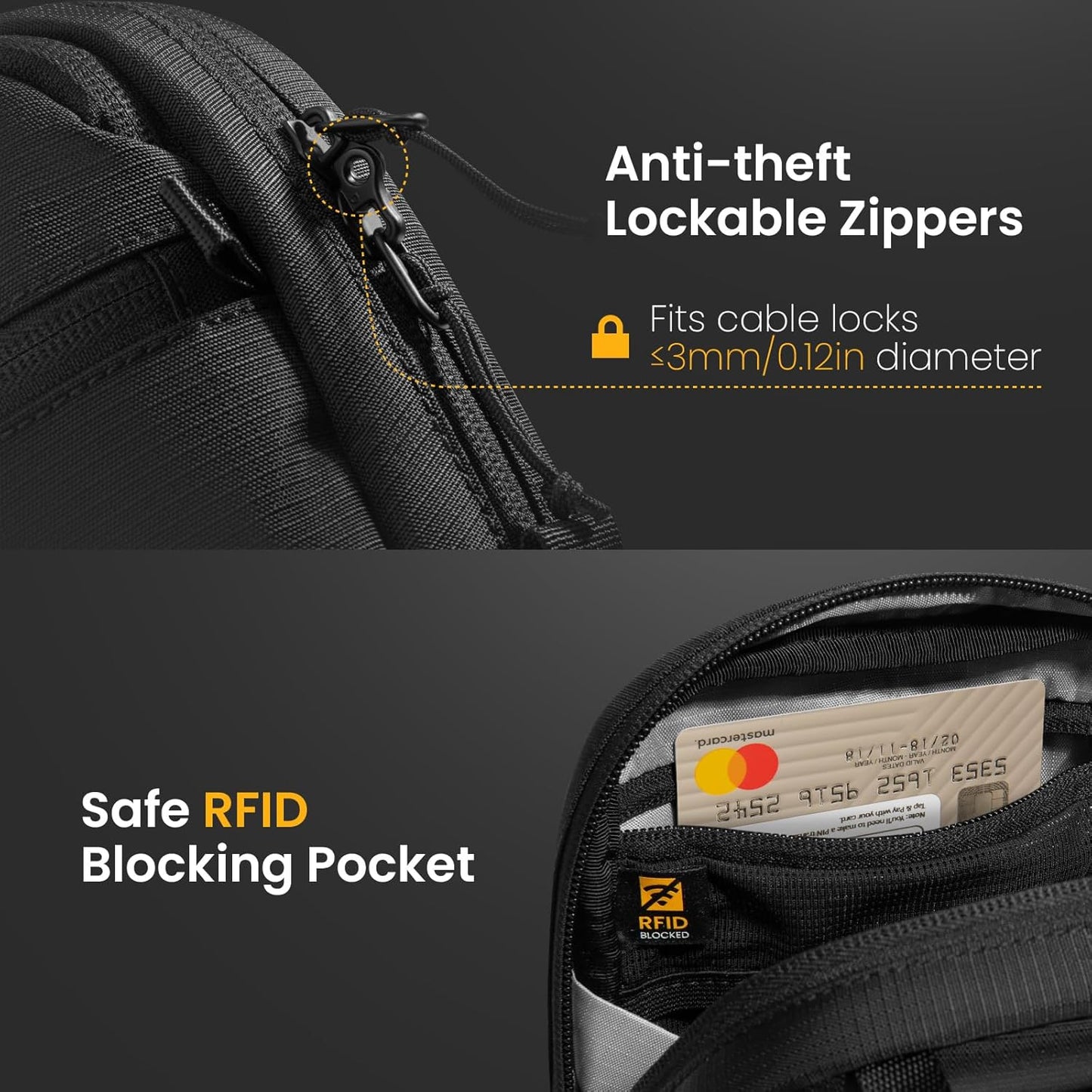 tomtoc Aviator-T37 Travel Crossbody Sling Bag with RFID Blocking, Holds 4-6 Passports with Anti-theft Lockable Zippers, Multiple Pockets for Cards & Documents – Organizer for Daily Use