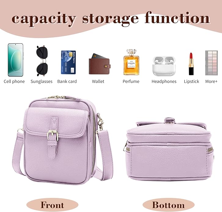 Leather Crossbody Bags for Women Travel Small Crossbody Purse Anti Theft Waterproof Bum Bag with Built in Wallet