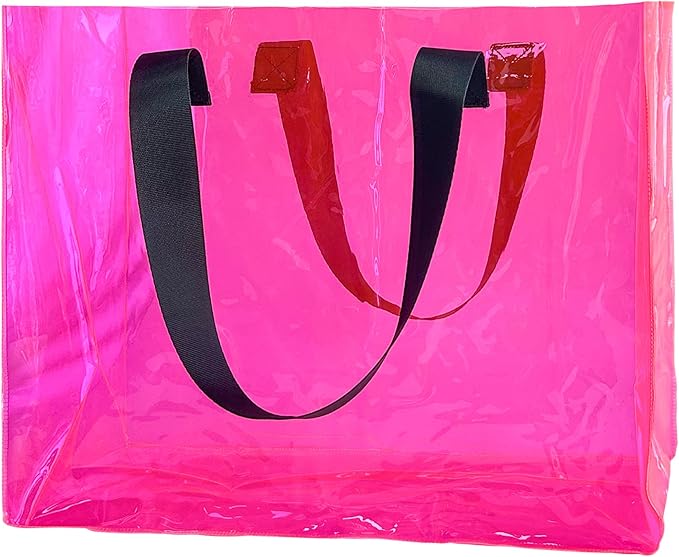 Holographic PVC Beach Bag Waterproof - 18×13×6inch Large Clear Tote for Women Men Pool Travel Sandproof Carry All