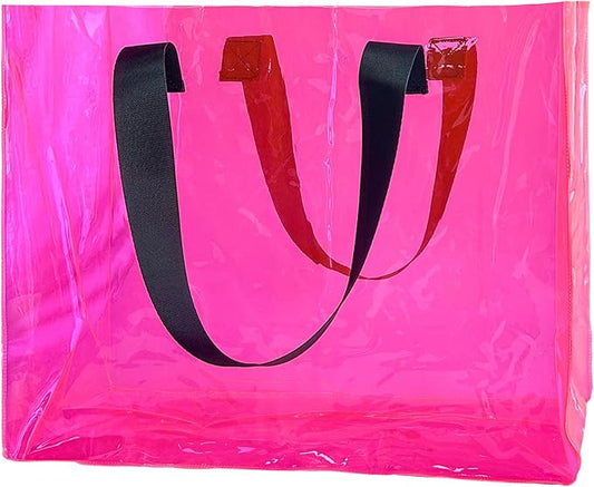 Holographic PVC Beach Bag Waterproof - 18×13×6inch Large Clear Tote for Women Men Pool Travel Sandproof Carry All