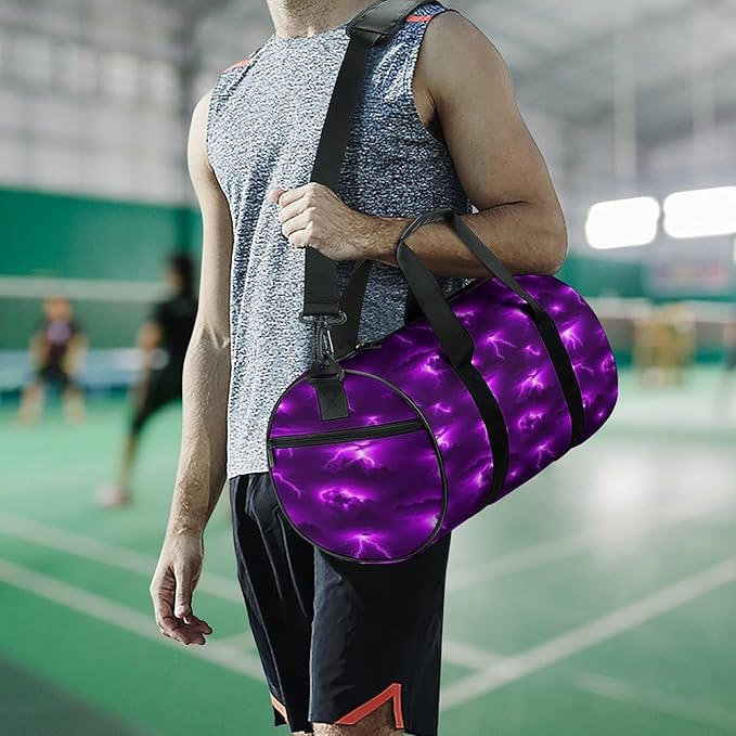 Travel Sports Lightweight Carry On Bag Purple Lightning Weekender Overnight Bag Dance Sports Gymnastics Bags for Men Women