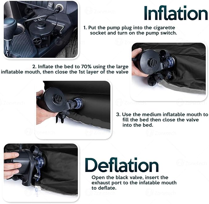 Inflatable Car Air Mattress Back Seat Bed with Air Pump,53 "x 32.6" Portable Thickened Car Travel Camping Sleeping Air Mattress Blow Up Bed for Car Universal SUV