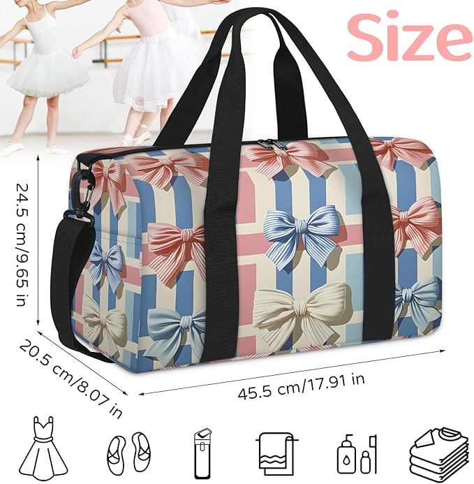 Bow Design Travel Duffle Bag for Women Men, Overnight Weekender Bag, Carry on Tote for Sport Gym