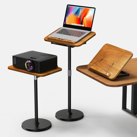 2 in 1 Dual-use Laptop Floor Stand & Laptop Stand for Desk, Solid Wood Portable Small Standing Desk with Adjustable Height from 16.5" to 51", Tall Portable Table for Office, Home, Study, Entertainment
