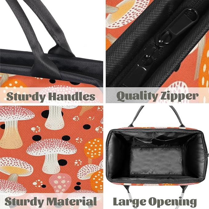Vintage Mushroom Overnight Weekender Bag for Women Men Travel Duffel Bags Waterproof Luggage Carry on Sports Yoga Gym Bag