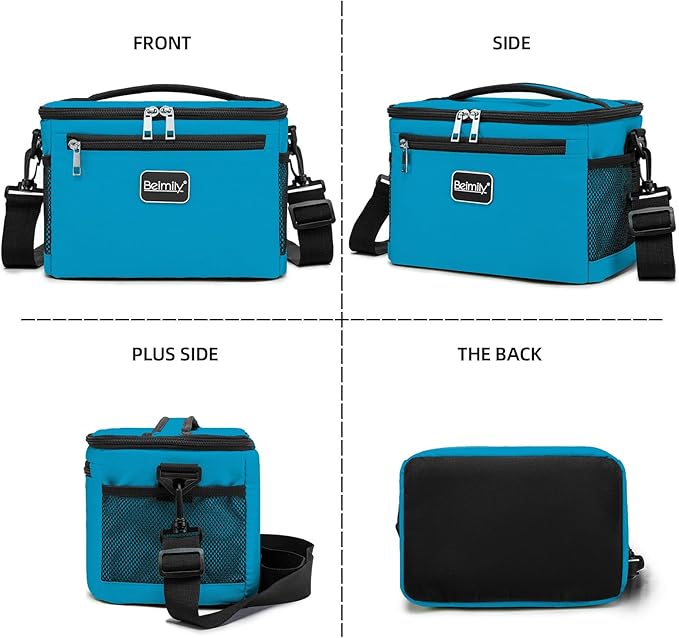BEIMILY Lunch Box for Men/Women,Small Insulated Lunch Bag,Reusable LunchBox for work Picnic Beach,Leakproof Soft Cooler Tote Bag Organizer with Adjustable Shoulder Strap for Adults (Gray Blue)