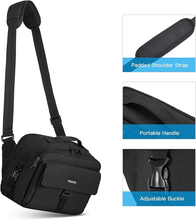 MOSISO Camera Shoulder Bag Case Crossbody Sling Purse, DSLR/SLR/Mirrorless Compact Padded Photography Handbag with Rain Cover Compatible with Canon/Nikon/Sony Cameras and Lenses, Black