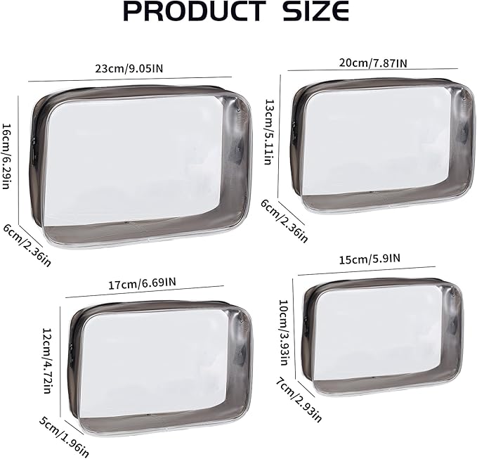 4PCS Diaper Bag Organizer Zipper Pouch Clear Travel Makeup Toiletry Storage Transparent Portable Travel Packing Clutch Cube Bags Small Cosmetic Bag Compact Car Accessories for Women Baby Nursing