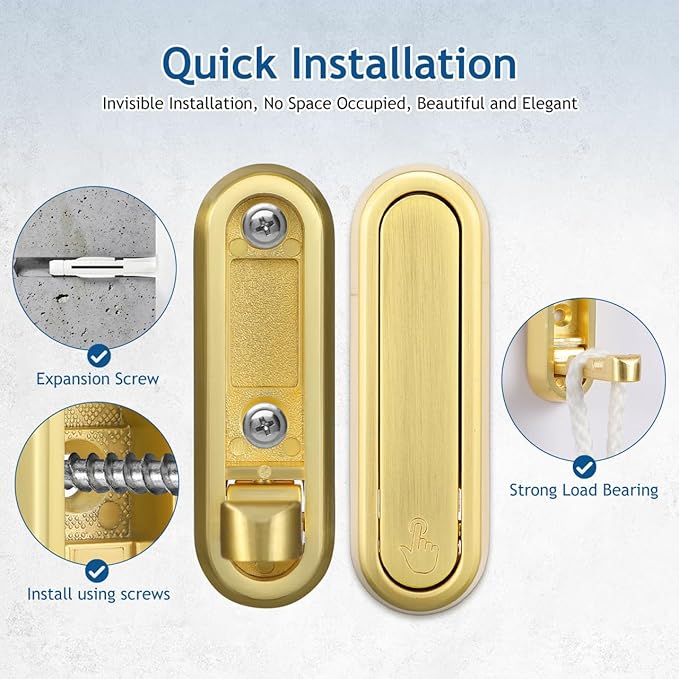 iplusmile 4 Pack Foldable Wall Hooks, Zinc Alloy Invisible Coat Hook for Hanging, Brushed Gold Retractable Towel Hanger, Space Saving Metal FoldingHooks for Backpack Purse Closet