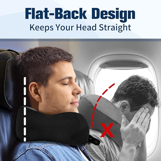 Neck Pillow for Traveling, Travel Pillows for Airplanes,100% Pure Memory Foam Travel Neck Pillow, Adjustable Flight Pillow, Portable Plane Accessories with Eye Mask, Earplugs, Carry Bag