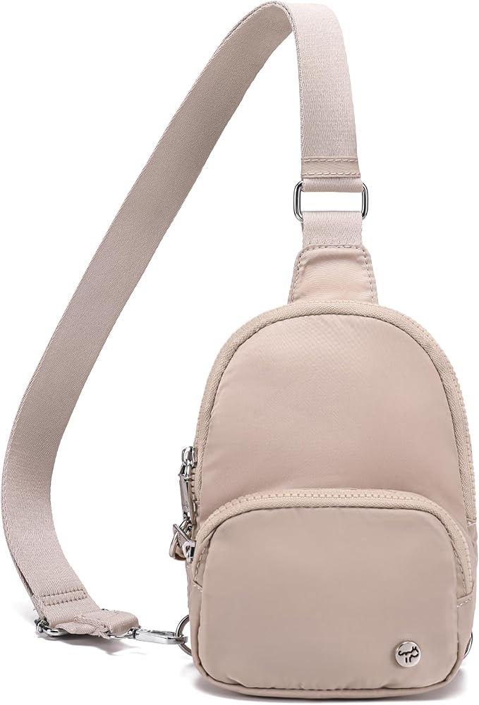 NEICOA Anti Theft Crossbody Bags for Women Small Nylon RFID Sling Bag Lightweight Travel Purse for Daily Casual Use(Apricot)
