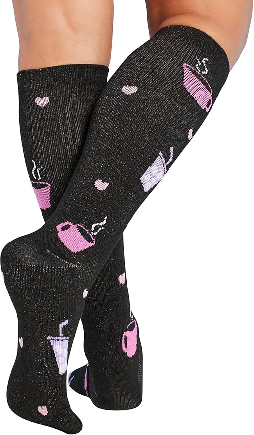 Cherokee Women's 10-15mmHg Compression Socks – Fun Print Knee Highs with Light Support, Soft Feel - PRINTSUPPORT