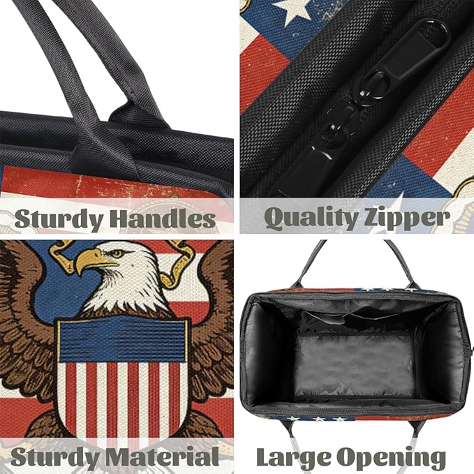 Travel Gym Carrying Bag - Great Seal Usa Flag Overnight Weekender Bag for Women Men Girls - Shoulder Large Capacity Tote Bag for Travel, Yoga, School,Mommy Hospital Bag for Labor and Delivery