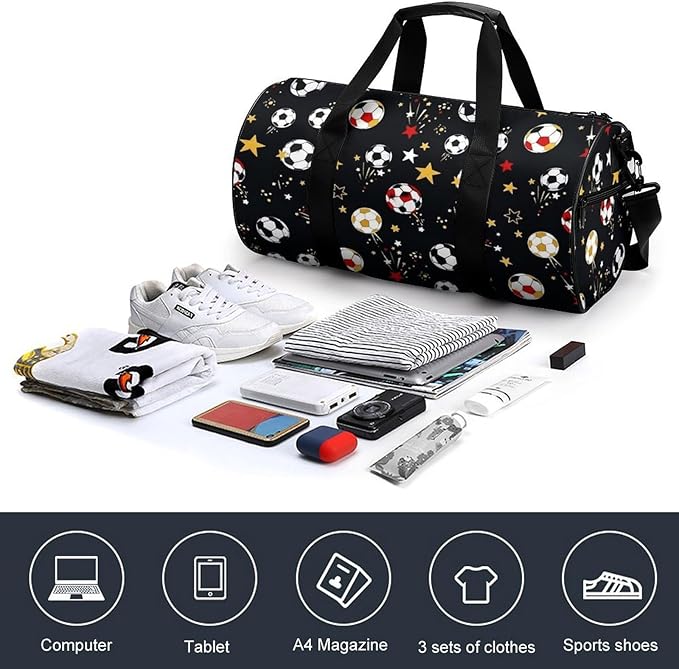 Travel Duffle Bag Soccer Football Carry On Weekender Bags Foldable Overnight Bag Workout Lightweight Bags