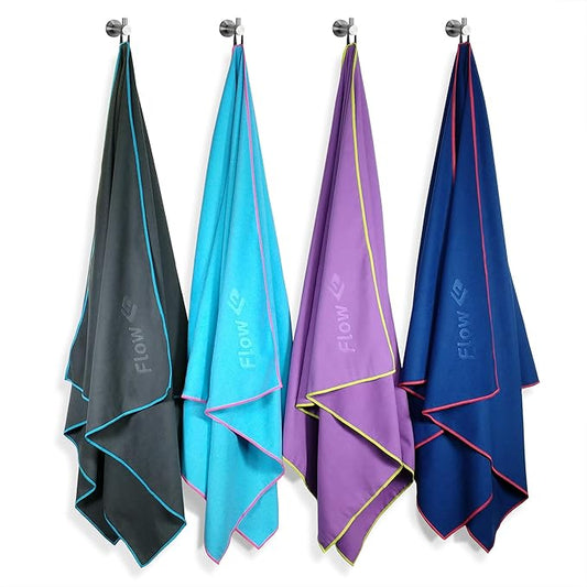 Flow Hydro Sport Towel - Microfiber Quick Dry Swimming Towels for Swim, Pool, Triathlon, and Other Water Sports in Medium, Extra Large, and Hooded Sizes (Blue, X-Large (72" x 40"))