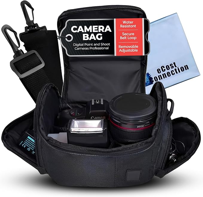 Medium Padded Camera Bag with Shoulder Strap – DSLR & Mirrorless Camera Carrying Bag, Lightweight Protective Crossbody Camera Bag