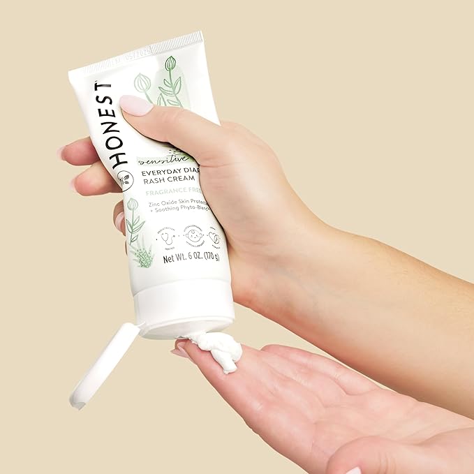 The Honest Company Diaper Rash Cream, Zinc Oxide Ointment, Moisturizing & Calming, Hypoallergenic, NEA Recognized, Cruelty-Free, Value Size 6 oz
