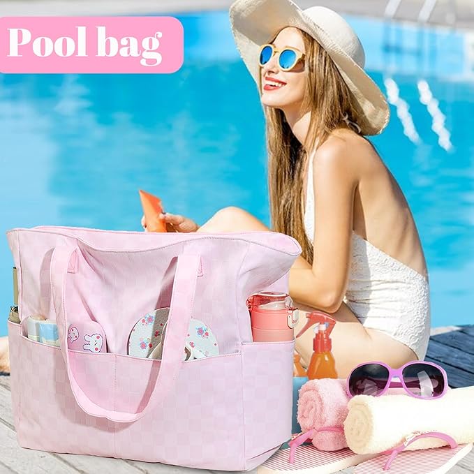 LEDAOU Beach Bag Waterproof Sandproof Women Beach Tote Pool Bag with Zipper for Swim Gym Grocery Travel with Wet Pocket | Sandproof, with Zipper, for Gym, Grocery, Travel, with Wet Pocket