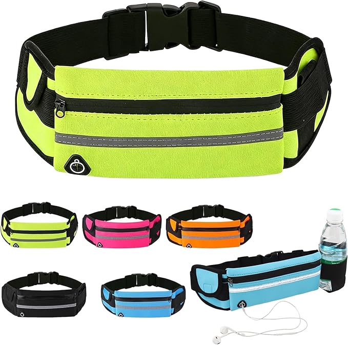 Anti-Theft Invisible Waist Bag, Travel Belt Money Waist Pack, Outdoor Sports Waist Bag with Water Bottle Strap (Green)
