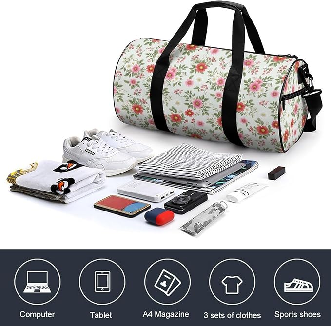 Lightweight Travel Sports Carry On Bag Wildflowers Botanical Floral Basketball Football Weekender Bag Sport Gym Fitness Tote