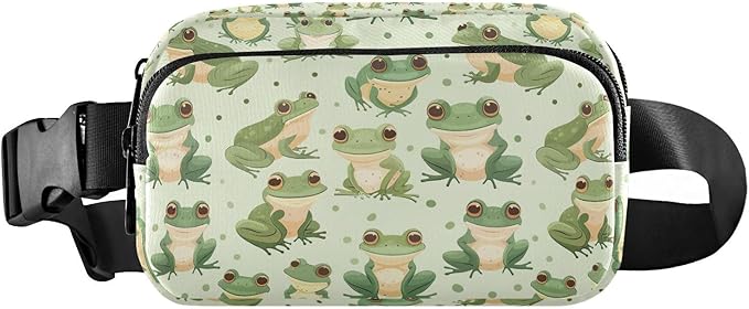Cute Frogs Fanny Pack for Women Men Water Resistant Fashion Waist Packs with Adjustable Strap Belt Bag for Travel Workout Jogging Hiking 21220158