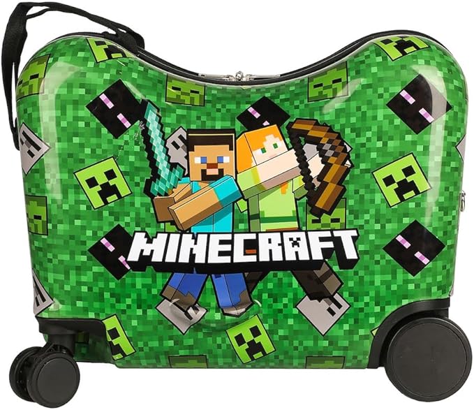 Bioworld Minecraft Steve & Alex Green 15" Ride-On Luggage
