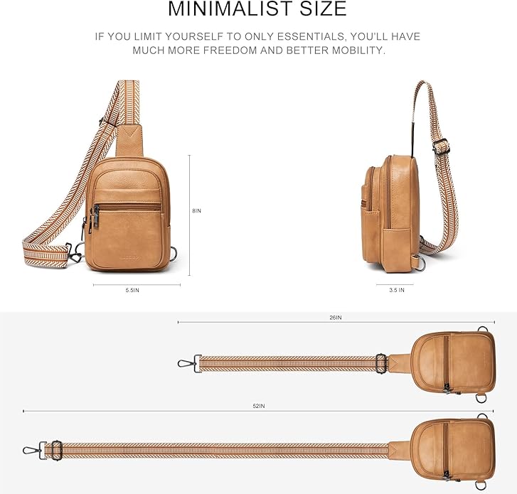 Sling Bag For Women Faux Leather Small Casual Daypack Backpack Fanny Pack Crossbody Chest Bags Purse