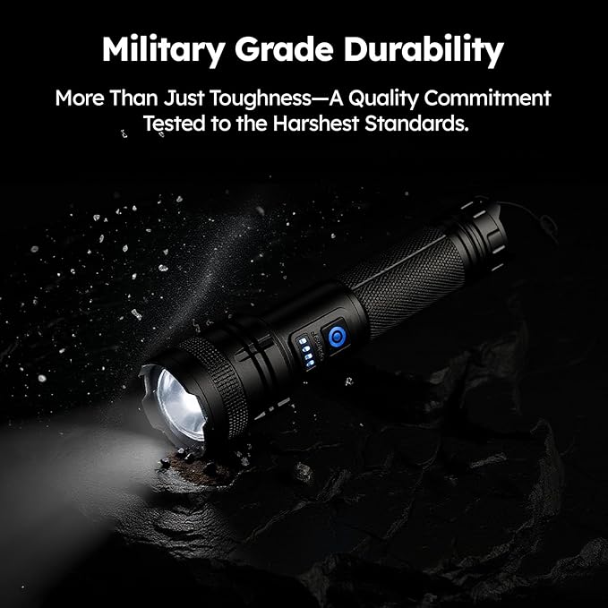 THY TRY Rechargeable LED Flashlight 2-Pack, 90000 High Lumens Super Bright Handheld Flashlights, 5 Modes & Adjustable Focus, High Powered Handheld Flashlight for Home Camping Outdoor Night Work