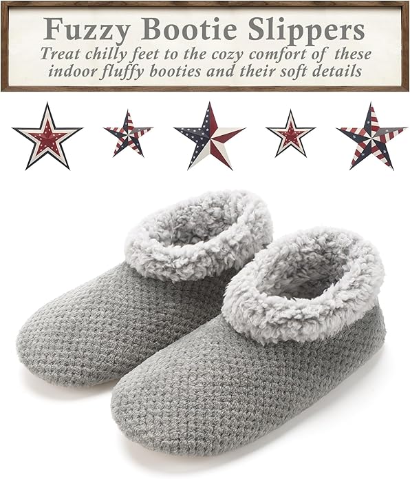 Cozylook Fuzzy Slippers for Women Indoor, Warm Bedroom Slip On Shoes, Winter Fluffy House Socks with Grippers, Cozy Christmas Gifts Unique