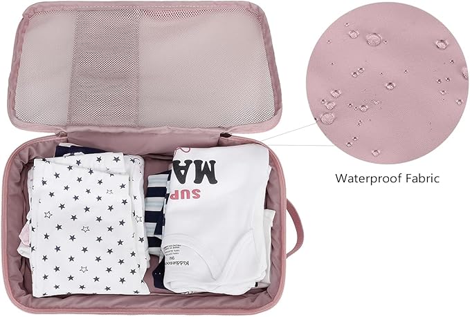 Baby Diaper Bag Organizer Pouches - 2 Pack Waterproof Pod Hanging Diaper Bag Cute Bear Mesh Bag Reusable, Washable or Baby Cloth Diapers (Pink&Blue)
