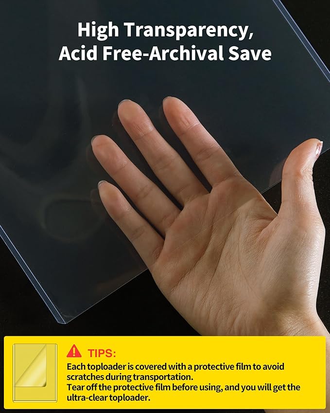 11x14 Toploader - Durable Clear PVC Sheet Protectors, Semi Rigid Plastic Sleeves as Frame Alternatives for Pictures, Photos, and Prints (10-Pack)
